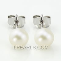 925 silver stud earrings with 5.5-6mm white button pearls
